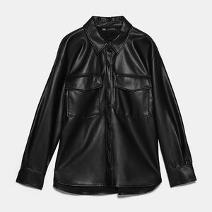 Zara faux leather button down